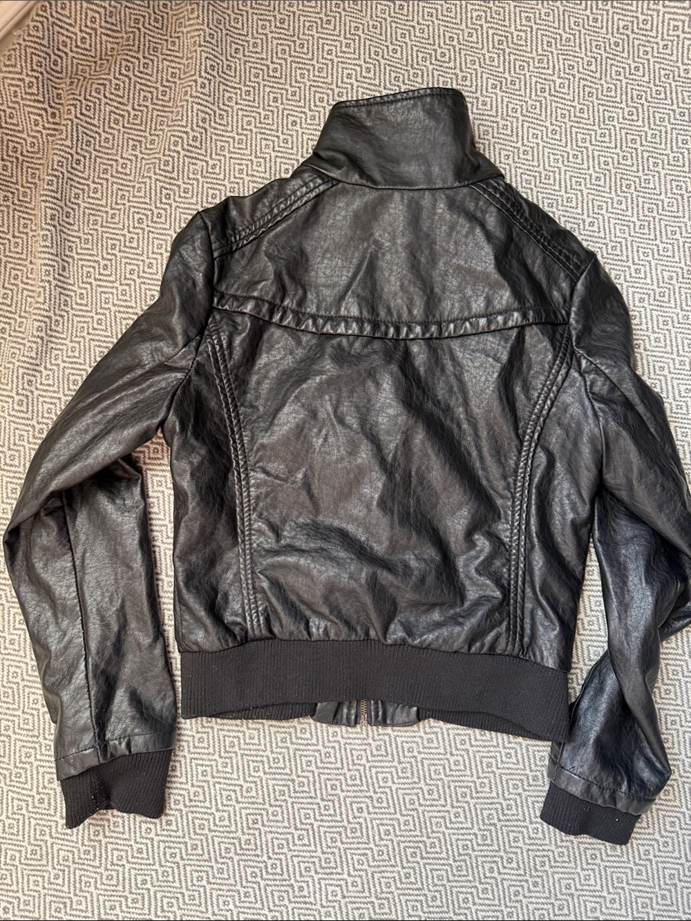 Miss Post Black Faux Leather Hooded Jacket - Picture 15 of 15